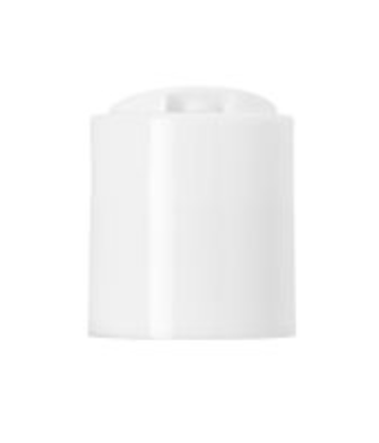 White PP plastic 20-410 smooth skirt unlined disc top lid