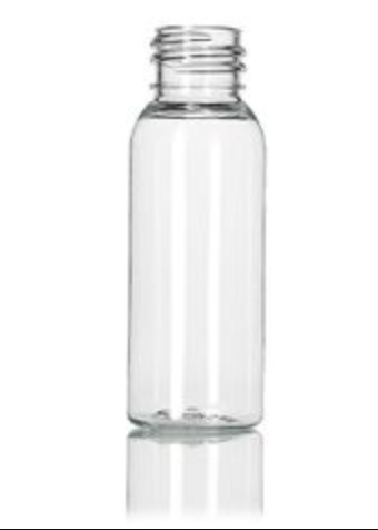 1 oz clear PET plastic bullet round bottle with 20-410 neck finish
