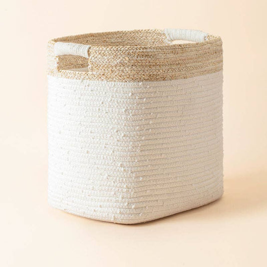 Blois Natural Color Beige Cotton Rope & Corn Skin Storage Basket