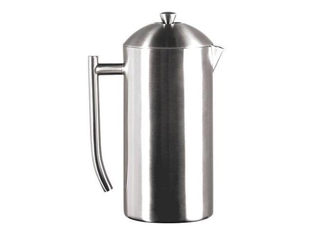 frieling usa double wall stainless steel french press coffee maker with zero sediment dual screen, brushed, 44ounce