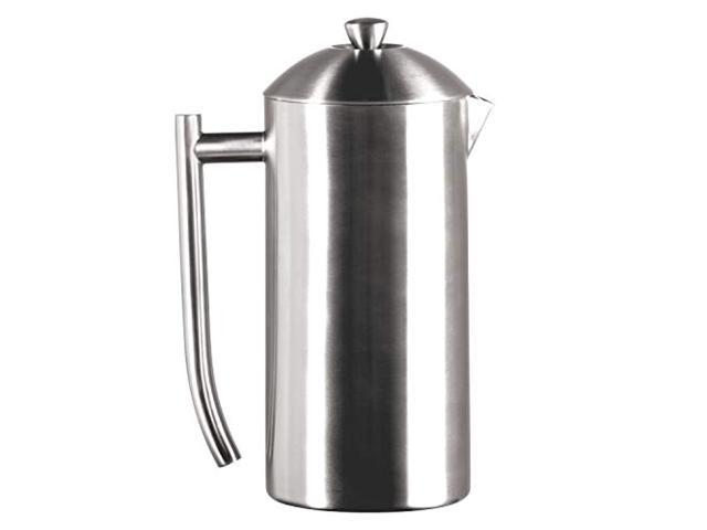 frieling usa double wall stainless steel french press coffee maker with zero sediment dual screen, brushed, 44ounce