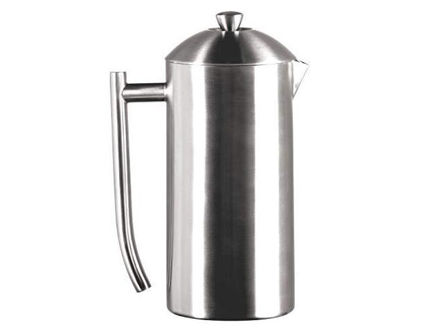 frieling usa double wall stainless steel french press coffee maker with zero sediment dual screen, brushed, 44ounce