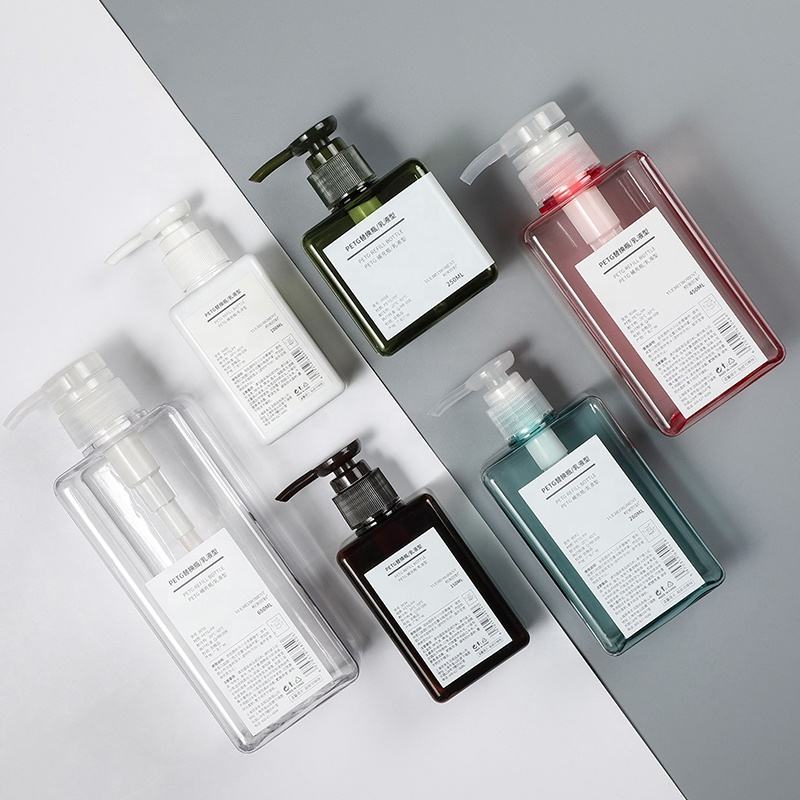"Muji" Soft Square PETG Cosmetic Bottle with Pump
