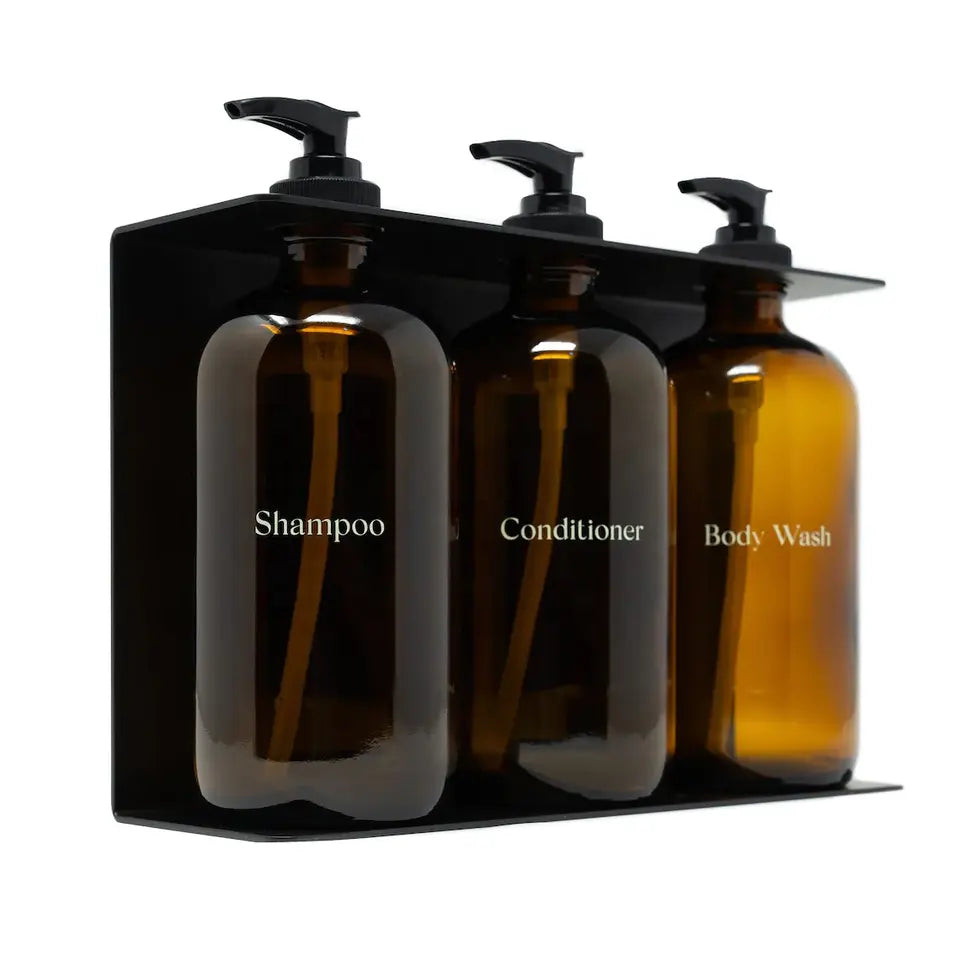 Wall Mounted Luxury Brand Soap Triple Bottle Holder Bracket