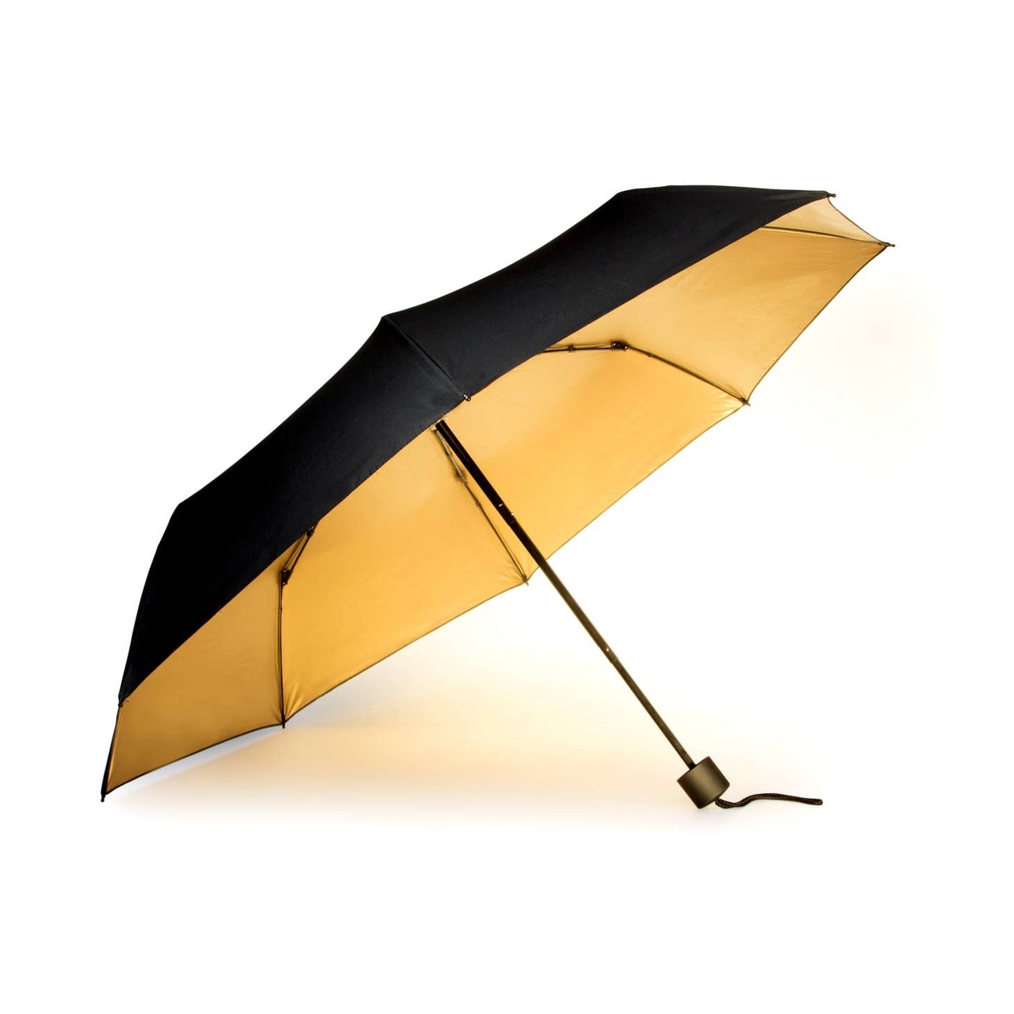 Black and Gold Compact Umbrella – Sunshine on a Rainy Day