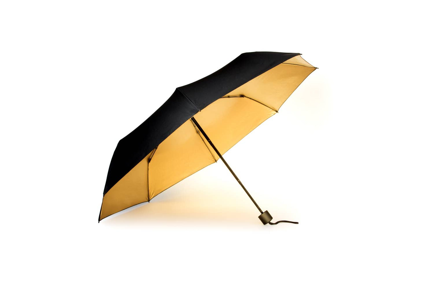 Black and Gold Compact Umbrella – Sunshine on a Rainy Day