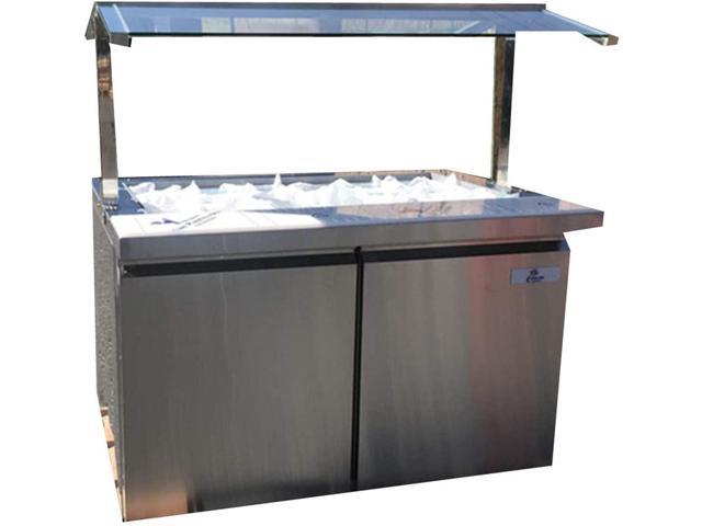 Commercial Refrigerated Cold Table Buffet Merchandise Display 2-door NEW 47" Salad Cooler Bar Fruit Open Glass Display 18 Pans NSF Restaurant Merchandiser Table SCLM248