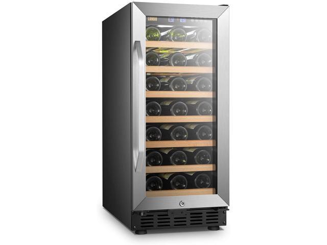 Lanbo 15 Inch Built-in or Freestanding Single Zone Wine Cooler, 33 Bottle