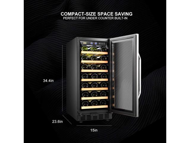 Lanbo 15 Inch Built-in or Freestanding Single Zone Wine Cooler, 33 Bottle