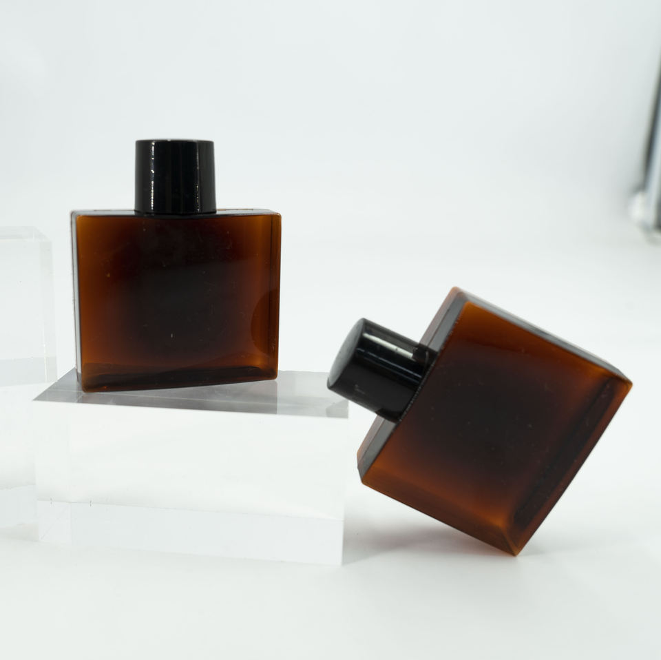 Travel Square Plastic Cosmetic Mini Amber Bottle